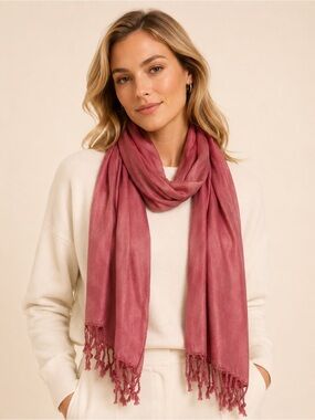 Berry Maroon Modal Scarf Fringe Matty Weave Lightweight Wrap NWT